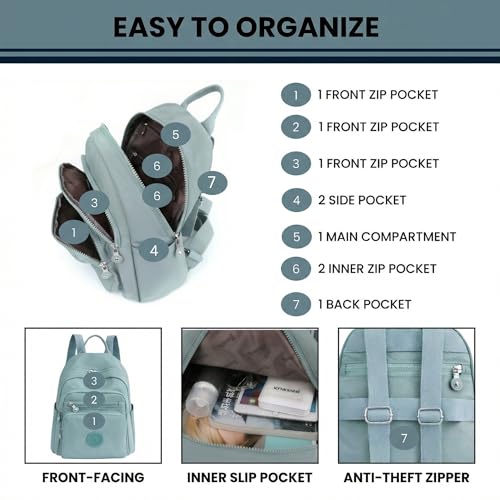 Image of TS WITH TECHSUN Stylish Lightweight Water Resistant Backpack for Women Girls | Anti-Theft Adjustable Shoulder Strap Bag | Multipocket Daypack for Travel, Shopping, Office, Work