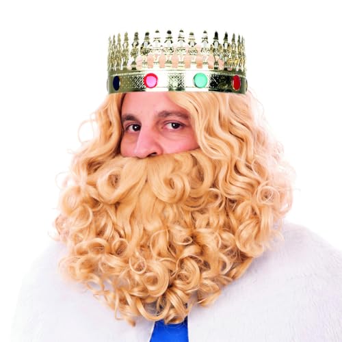 Peluca y Barba Rey Mago Rubia Mate