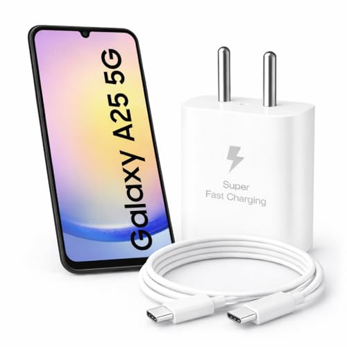 Image of 25W Charger for Samsung Galaxy A25 with Type-C to C Cable | Super Fast Charging PD Adapter for Galaxy S26 /S25 Ultra, S24 FE, M17e /A36 /A16, M15 /M17 /M55 5G, F17 /F70e /Z Fold & S /A /M /F /Z Series Phones