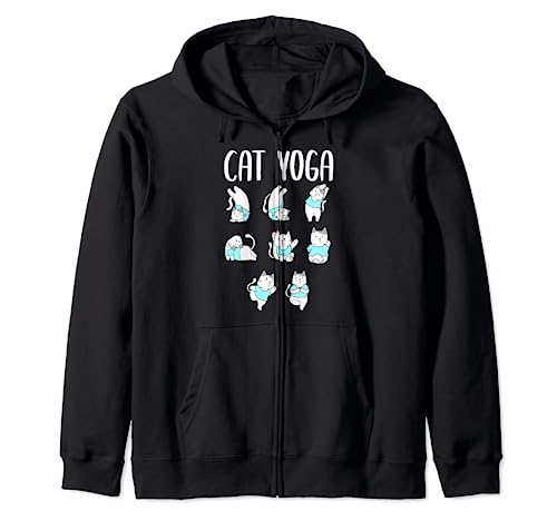 Esterilla de yoga para gatos, pantalones de yoga, tabla de posturas de yoga, Hatha Yoga Cat Sudadera con Capucha