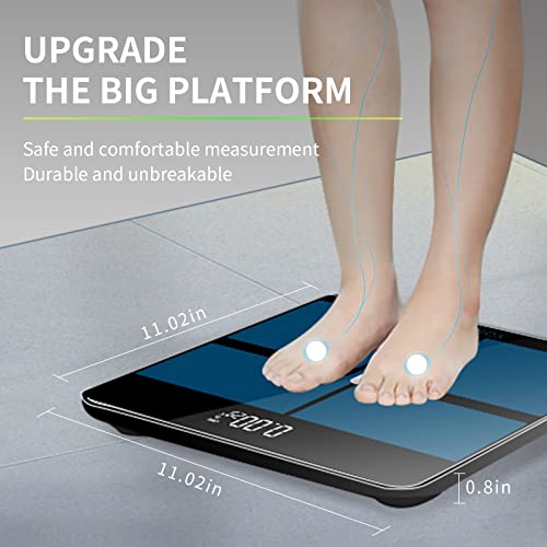 Bathroom Scale For Body Weight, Yoncon Digital Weight Scale Upgrade Tempered Glass, Led Display, Large Platform, Round Design, Temperature Detection, For Yoga, Fat Loss Etc, High Accuracy 0.1Lb/440Lb #TOP2