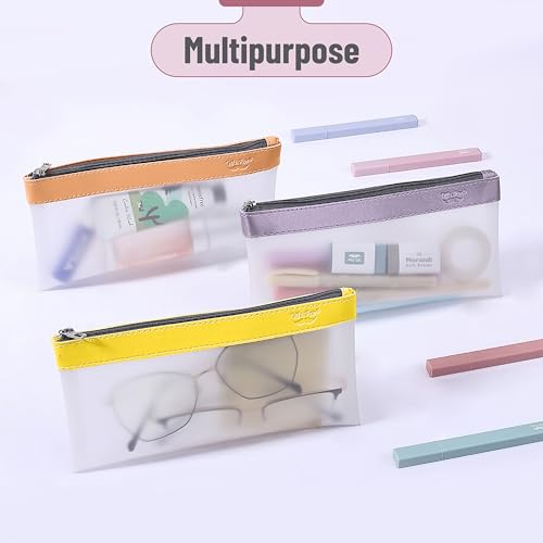 Image of Mr. Pen- Clear Pencil Pouch, 8.50 inchx4.25 inch, 3 Pack, Durable TPU Material | Medium Water-Resistant Pencil Bags with Smooth Zipper, Multipurpose Clear Pouch for Stationery, School, Office