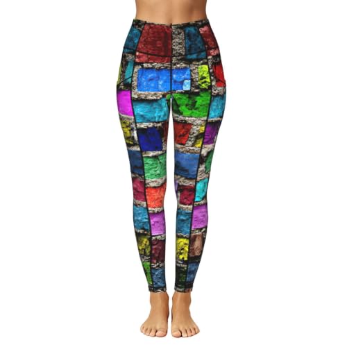Pantalones de yoga estampados informales opacos con bolsillos para fitness y correr 2