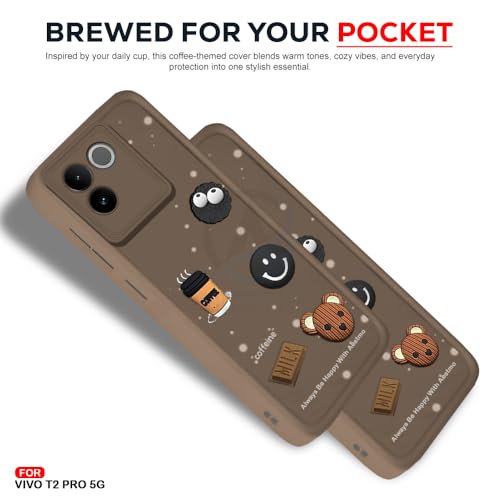 Image of AESTMO Back Case Cover for Vivo T2 Pro 5G / iQOO Z7 Pro 5G | Coffee Silicone Case | Full Body Protection | Camera Protection Back Cover for Vivo T2 Pro 5G / iQOO Z7 Pro 5G (Brown)