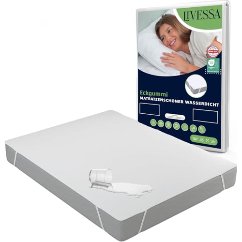LIVESSA Matratzenschoner 90 x 200 - Matratzen-Schutzhülen, wasserdichte Matratzenauflage, Mit Elastisch Eckbändern, Oeko-TEX Zertifiziert, matratzenschoner 90 x 200