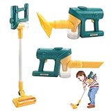 Dhqkqg Staubsauger Spielzeug Set, 3-in-1 Kinderstaubsauger, Kinderstaubsauger mit Echter Saugfunktion, Haushaltsspielzeug für Familie, Grün