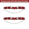 alisikee 2PCs Leather Leg Garter with Chains, Elastic Rock Heart Thigh Garter for Women, Red, One Size #4