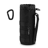 FUNANASUN Water Bottle Pouch Holder, Adjustable Tactical MOLLE Drawstring Water Bottle Carrier Belt Attachment for Camping Hiking Fishing
