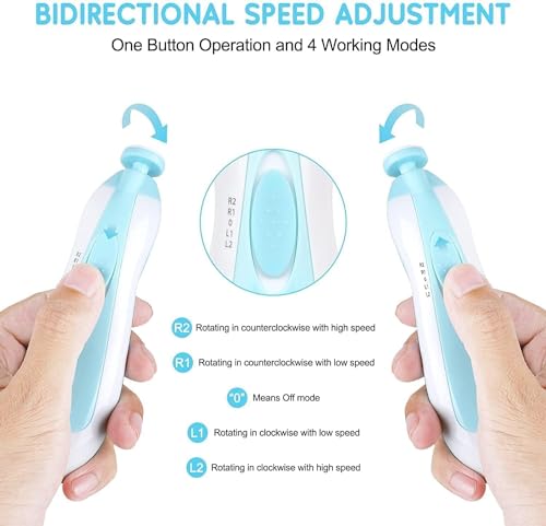 Image of Baby Nail Trimmer New Born With Lights | Electric Baby Nail Cutter 0-6 Months With Multiple Filer Heads Adjustment | New Born Baby Products, Pack of 1 ( Multicolour )