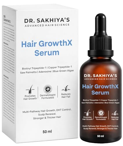 Image of Dr. Sakhiya's Hair GrowthX Serum for Men & Women | With Biotinyl Tripeptide-1, Copper Peptide, Saw Palmetto | DHT Control, Scalp Care & Hair Strength | 50 ml