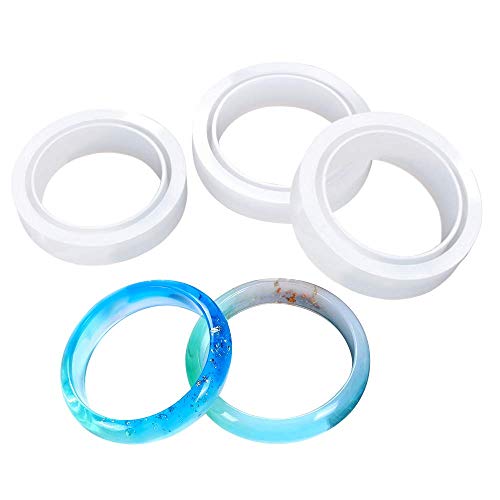 Iriisy 3Pcs Molde Silicona Resina Pulsera, Molde Redondo para Brazalete, Bricolaje Joyería Molde, Molde de Pulsera de Silicona Redonda de Tamaño Surtido