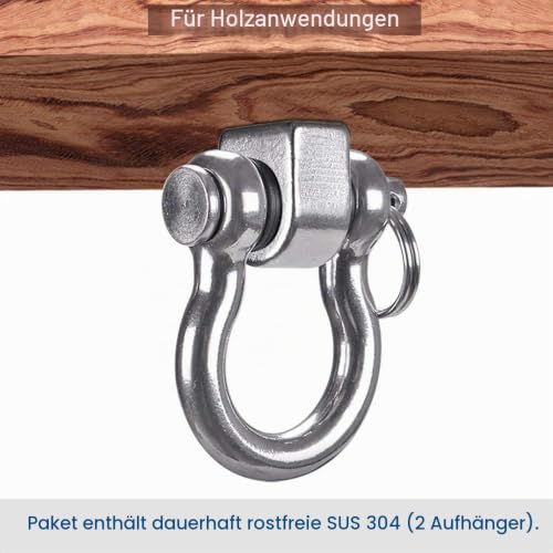 Foto von SELEWARE Set of 2 Permanent Antirust 304 Stainless Steel Screw Bracket Heavy Duty 180° Swing Hangers, 800kg Capacity Playground Yoga Hammock Rope Tire Web Chair Sandbag Punching Bag Porch Swing Sets