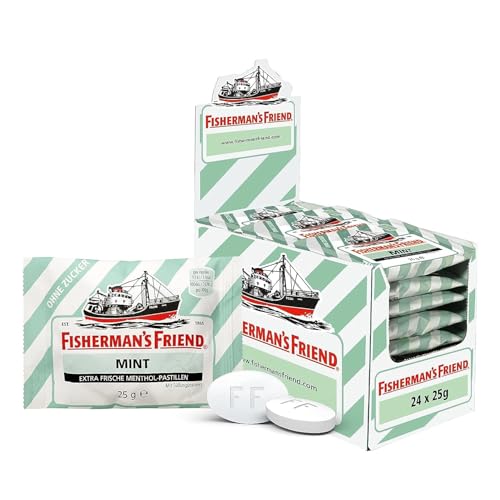 Fisherman's Friend Mint, 24er Vorratsbox, Pfefferminze und Menthol Geschmack, zuckerfrei & vegan,...