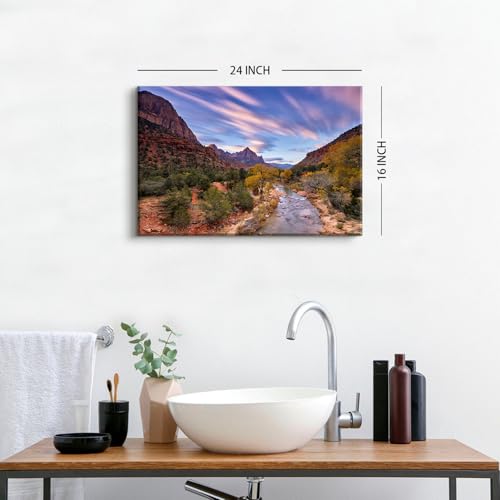 Image of Nature Mountain Landscape Wall Art Western Wall Decor for Living Room Desert Canyon Cliff Pictures Utah National Park Scenery Painting Canvas Prints Rock Mountain Poster Artwork Home Decoration 16x24 inch