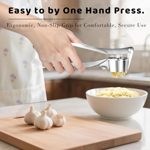 Image of Catron Stainless Steel Garlic Crusher Presser Garlic Press Manual Garlic Mincer | Garlic Cutter Chopper | Easy to Squeeze & Clean for Kitchen