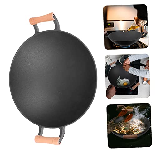 Wok de Hierro Fundido con Mango de Madera LIFKOME miniatura 2