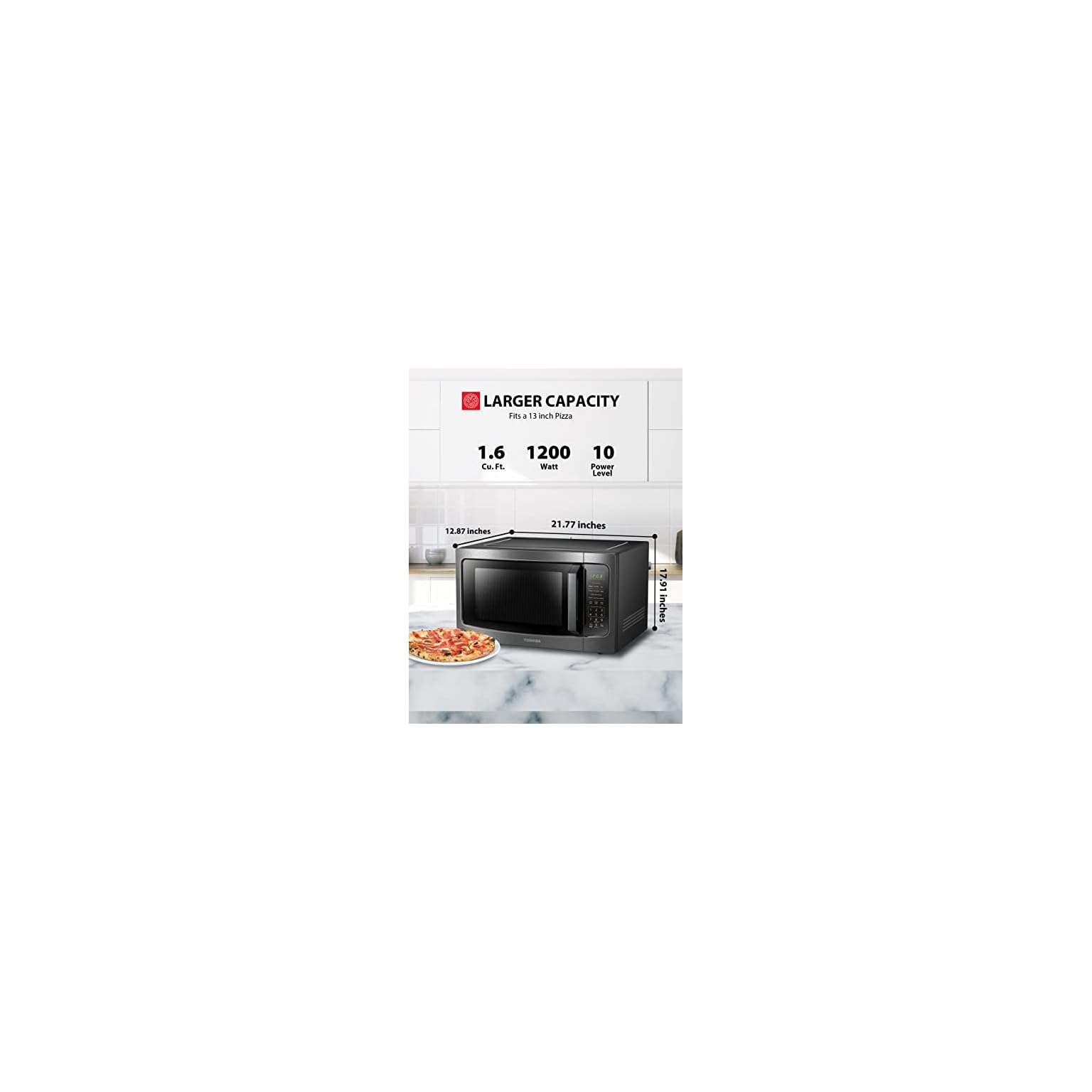 TOSHIBA MLEM45P(BS) Countertop Microwave Oven with Smart Sensor and