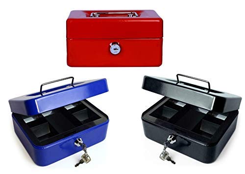 Ellozia® 6" Petty Cash Tin Steel Money Safe Box with Lock 2 Keys | Multi Color| EZ 02 | Pack of 1-picture-22