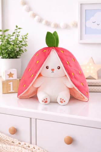 Image of Fun4you Strawberry Soft Toy Plush Cute Fruit Plush Stuffed Toy for Kids & Babies, Super Soft Huggable Doll, Adorable Gift Toy for Girls & Boys Pink 35 cm