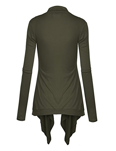Image of Lock and Love Women's Draped Front Open Asymmetrical Cardigan - Casual Long Sleeve Lightweight Duster