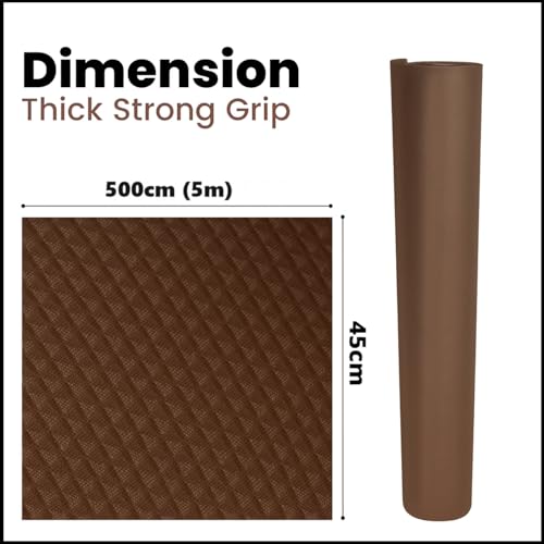 Image of Go Hooked EVA Anti Slip Fridge Mat Roll 45cm x 5m | Waterproof Shelf Liner for Kitchen Cabinet, Drawer, Refrigerator & Wardrobe | Food Grade Washable Cuttable Reusable Place Mat (Brown)