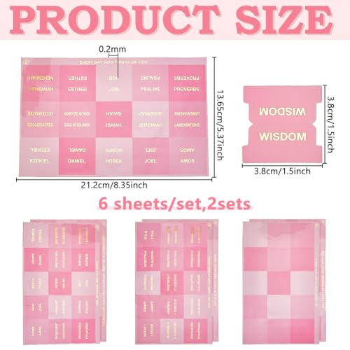 DICOSMETIC 12 Blatt 180Pcs Laminierte Bible Tabs Rose Bible Tabs Bibeljournaling-Zubehör Christliches Geschenk für Frauen Leicht zu lesende und anzuwendende Bibel-Journaling-Tabs