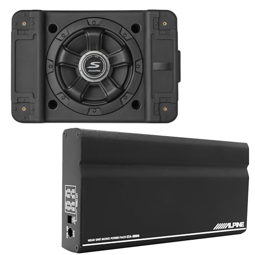 Alpine KTA-200M Mono 400-Watt Power Pack Amp & SS-SB10 Single 10” S-Series Shallow Preloaded Subwoofer Enclosure