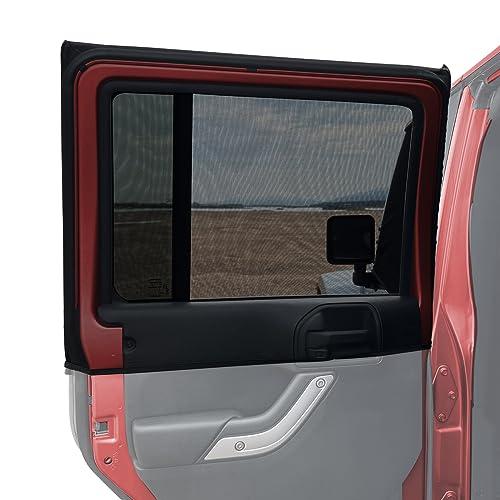 RDFUN Car Window Sun Shades,Car Window Screens for Camping,Window Shades for Car Baby,Car Curtains for Jeep Wrangler TJ JK JKU JL JLU Gladiator JT,UV Protection Breathable,Rear Window(2Pack)