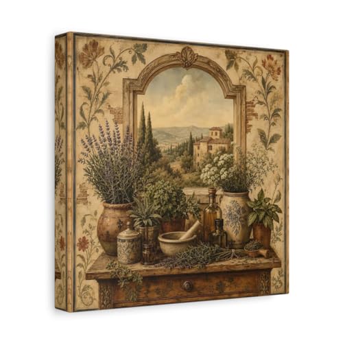 Cadre nature herbs tuscan garden canvas print carré 25x25 cm cuisine