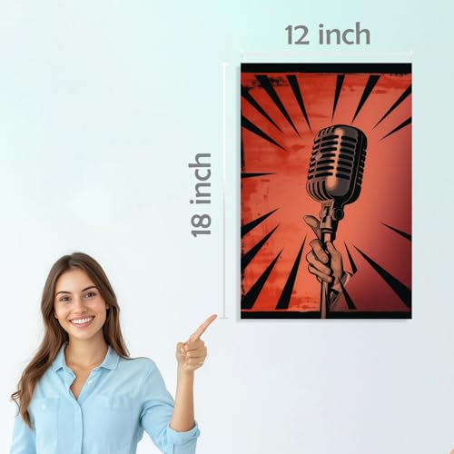 Image of SiddArtify Retro Music Art Print Set - Vintage Microphones and Radios - 300GSM Board - 12x18 Inch - Pack of 6 Wall Room Decoration art Poster Prints