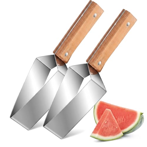 Zoruam Lot de 2 couteaux à pastèque avec manche ergonomique, en acier inoxydable. Outil polyvalent pour découper les fruits, couteau à pastèque portable...