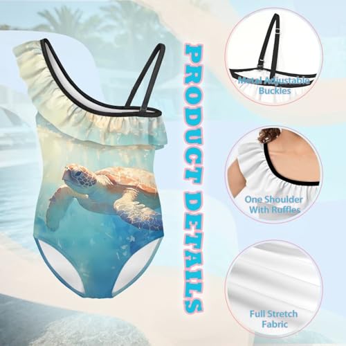 Image of Girls Swimsuit One Piece Ruffle Swimsuit Non-Slip Straps UPF 50+ for Girls Size 3-14 Years