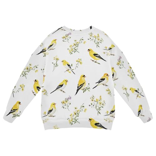 JUNZAN Chic American Goldfinch Birds White Little Girls Pullover Hoodie Fleece Sweatshirts for Boys Athletic 4T2