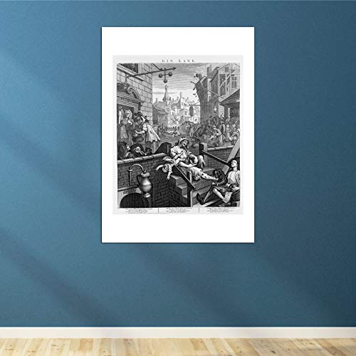 Affiche Gin Lane William Hogarth encadrée Spiffing Prints - Finition Premium