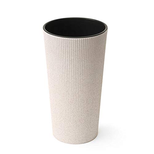 HowHomely Blumentopf Gross Hoch 37 cm mit Pflanzkübel Einsatz 20 cm Durchmesser - Beige Pflanzkübel Groß aus Kunststoff für Deko Wohnzimmer Garten oder Terrasse