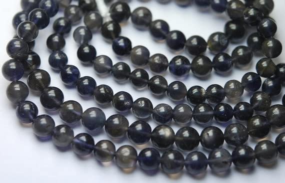 Perles iolite naturelles boules lisses 6mm fil pierres pour bijoux diy