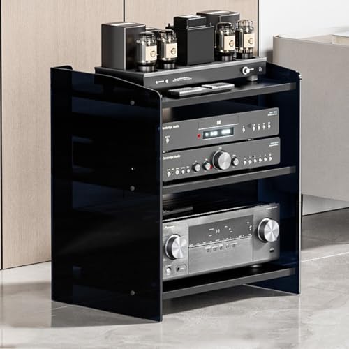 Meuble de rangement audio vidéo acrylique noir, support HiFi