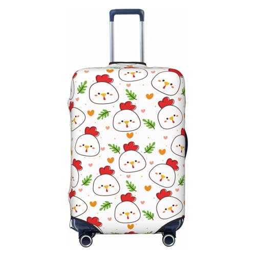 Cartoon Chicken and Plant Print Luggage Cover Washable Elasticated Suitcase Covers TSA Approved Stylish Dust and Scratch Resistant Case Protector for Kids and Adults