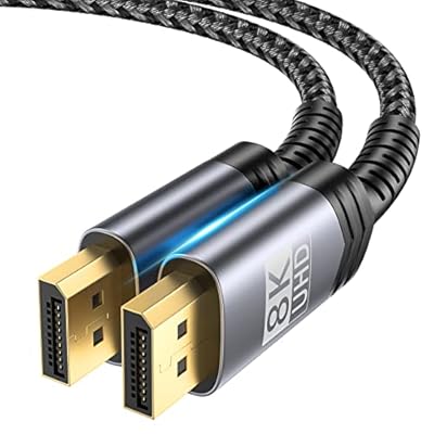 JSAUX 8K Displayport Cable 1.4, DP to DP Cable 6.6ft(8K@60Hz, 2K@240Hz, 4K@144Hz, 32.4Gbps), Compatible with Gaming Laptop TV PC Computer Monitor-Gray