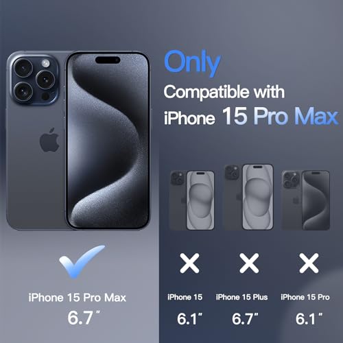Image of JETech Magnetic Cover Case for iPhone 15 Pro Max 6.7-Inch Compatible with MagSafe, Translucent Matte Back Slim Shockproof Phone Cover (Storm Blue)
