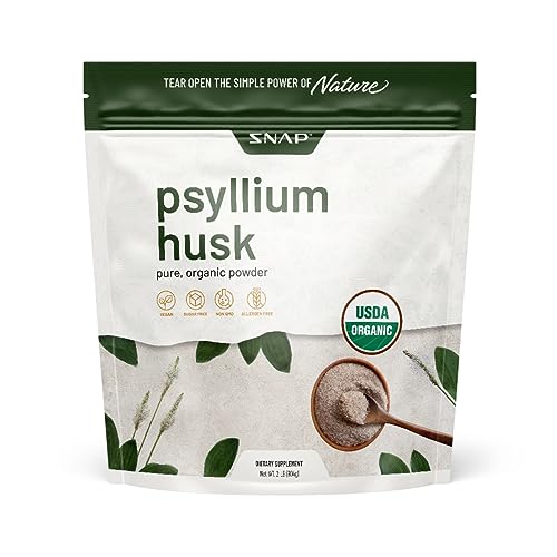 Snap Supplements Psyllium Husk USDA Organic Powder, Support Healthy Gut, Cleanse Digestive System,...