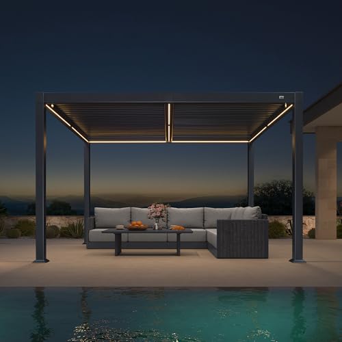 PURPLE LEAF Pergola 3 x 3.65 m mit Lamellendach Wasserdicht...