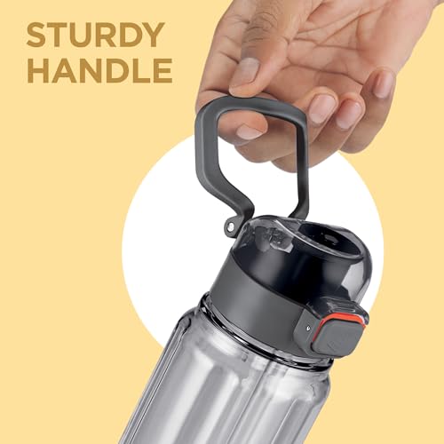 Image of MILTON Aston 700 BPA & BPS-Free Water Bottle 700 ml| Food-Grade Plastic | One-Click Open | Leak-Proof | Sip & Gulp Lid I Ideal for Office, School, College, Gym, Grey