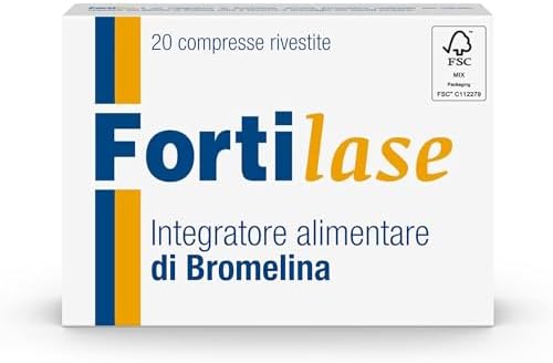 Fortilase, 20 Compresse, Integratore Alimentare di Bromelina, Anticellulite e Antinfiammatorio, Stimola Linfodrenaggio Generico - integratore