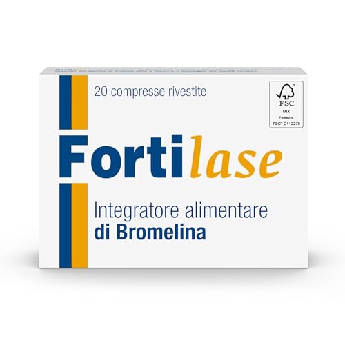 Fortilase, 20 Compresse, Integratore Alimentare di Bromelina, Anticellulite e Antinfiammatorio, Stimola Linfodrenaggio