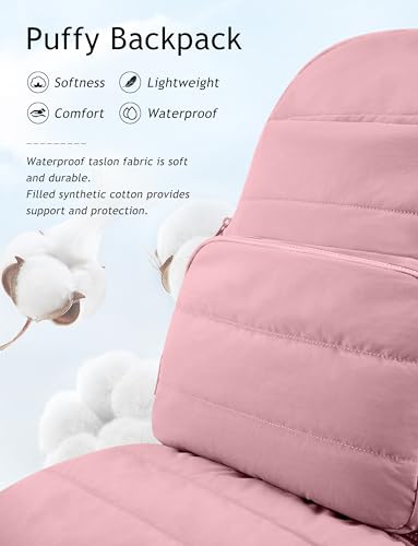 Image of Uselike Travel Backpack for Women, 15.6 Inch Laptop Backpack, Quilted College Bookbag, Cute Work Backpacks, Water Resistant (Mauve Pink)