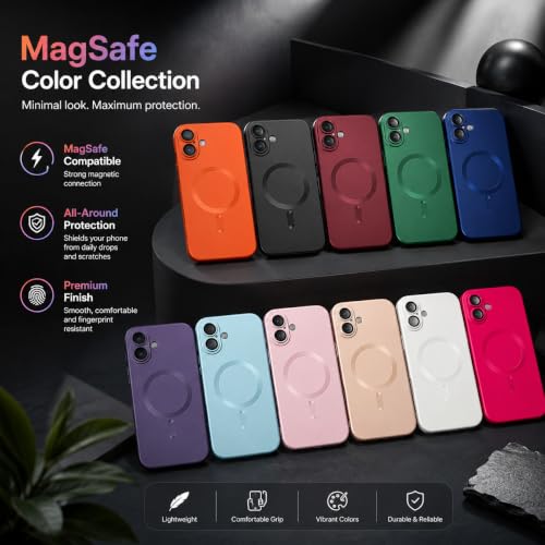 Image of MagPro Metallic Finish Case for Apple iPhone 17 | MagSafe Compatible Magnetic Cover, Matte Luxury Metallic Luster, Shockproof TPU, Camera Lens Guard, Wireless Charging Compatible | Rose Pink