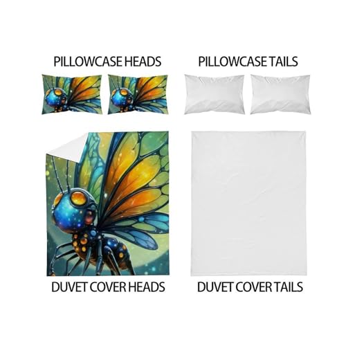 Housse de couette papillons colorés 200x200 pour lit double en microfibre - 4
