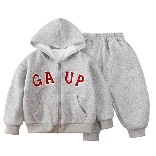 Chándal de Dos Piezas con Capucha para Niñas Conjunto de Tejido para Uso Diario y Actividades Deportivas (Grey, 7-8 Years)