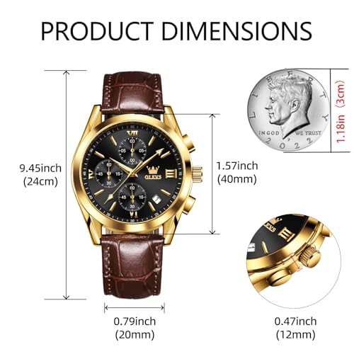 OLEVS Men's Leather Chronograph Watch - image 4